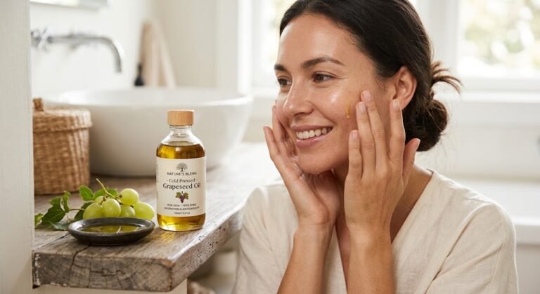 Best cold pressed grapeseed oil for skin for face and body care.